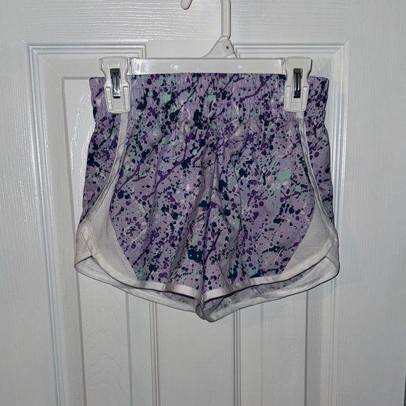 Athletic Works Other - Athletic Works Purple Splatter Print Girls' Athletic Shorts with White Trim